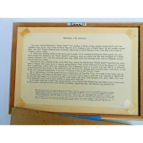 Noel Day Art Print "Heading for Oregon" Barkentine "North Bend" Lumber Ship 1983 - Picture 2 of 4